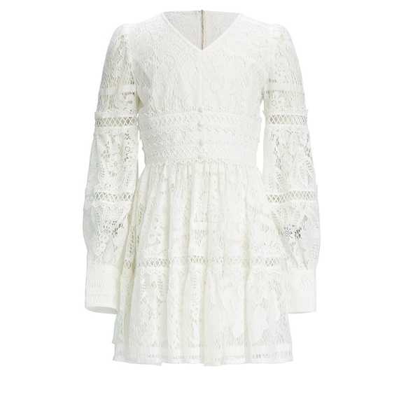 Bardot Junior Girls White Venice Lace Long Sleeve Dress Size 8 Elegant Boho - Picture 1 of 9